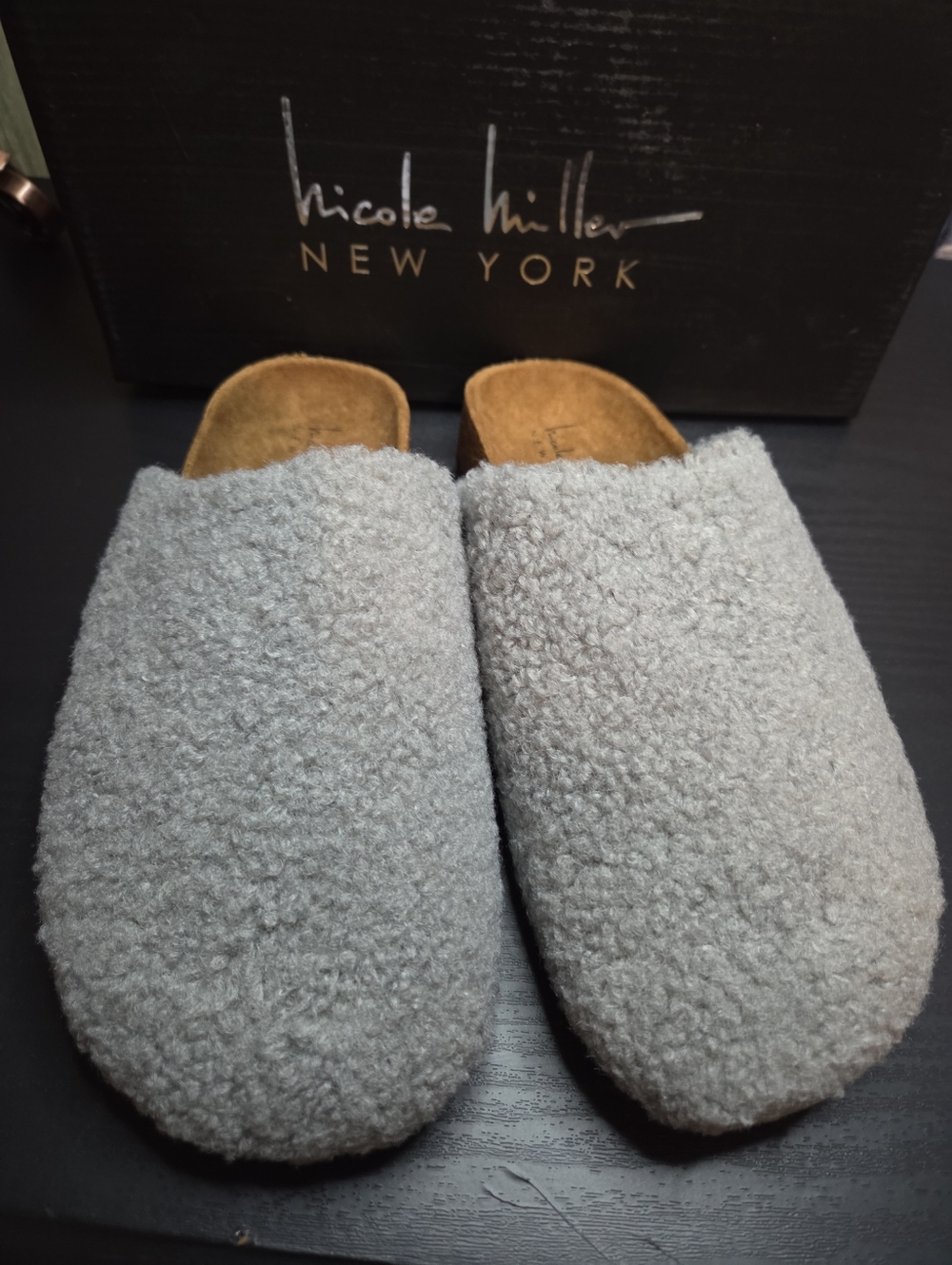Nicole Miller NY Bondy Sherpa Slippers - Grey - Women’s Size 7 - NIB